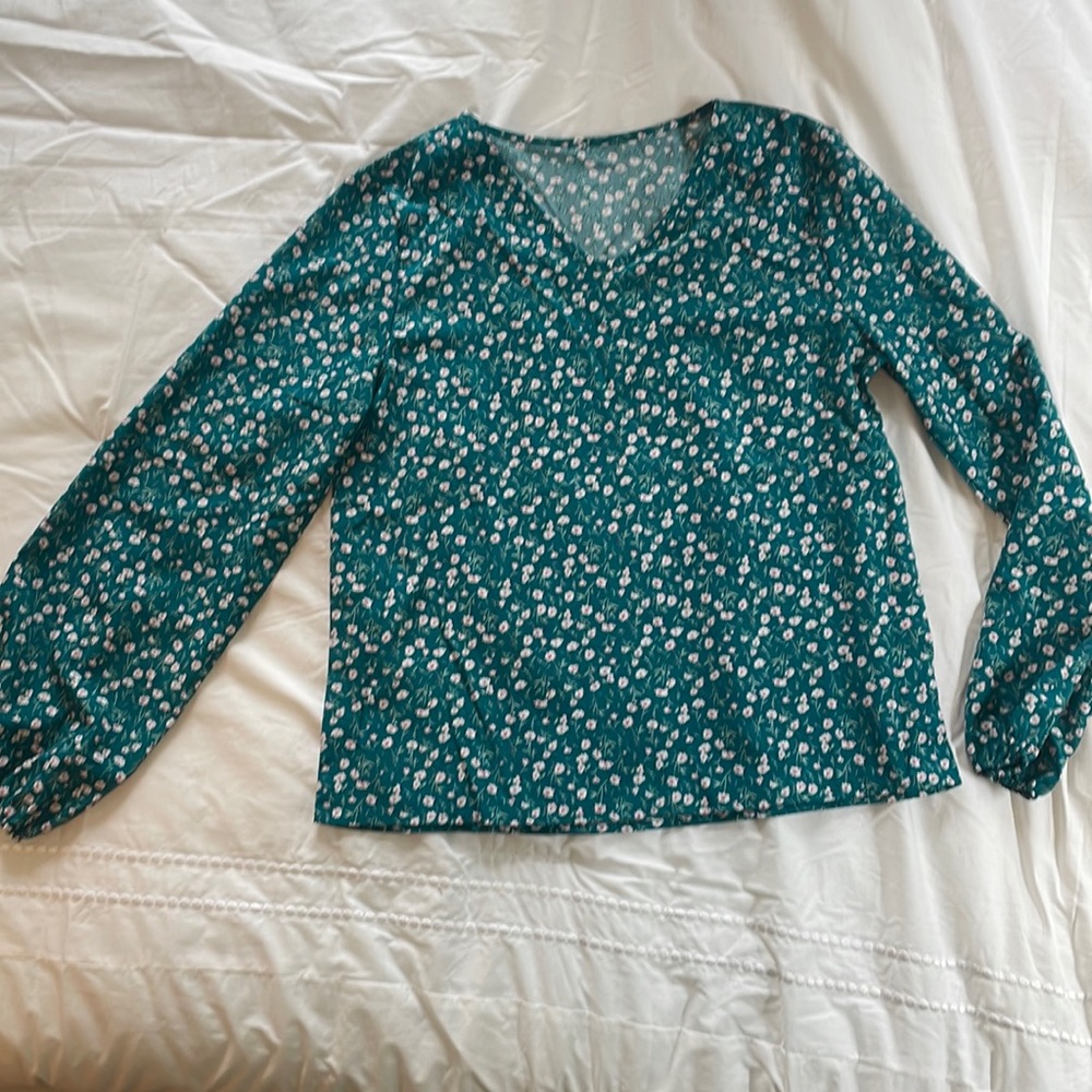 Teal Floral Blouse
